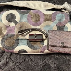 RARE Coach Kristin Op Art Sequin Clutch mini bag clutch & matching coach wallet